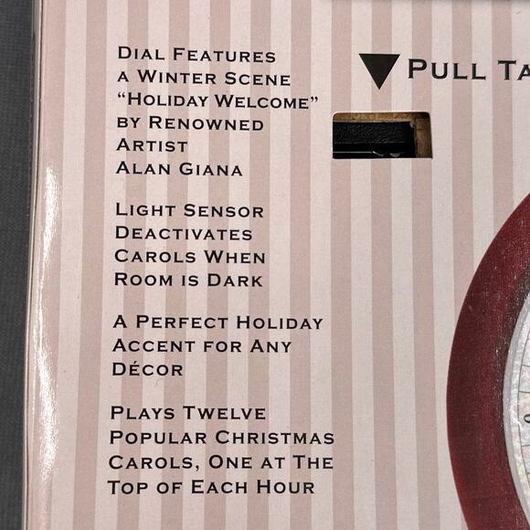 Musical Christmas Carol Clock 8" Red Cardinal Bird Cottagecore Cabin Kitschy New - Picture 14 of 16